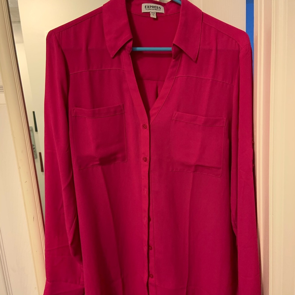 Express button down long sleeve blouse